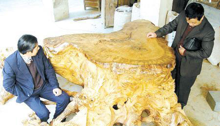 根雕茶台九龙戏珠 - 我爱设计网