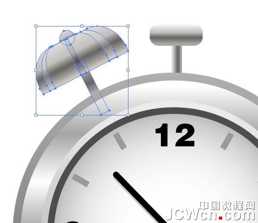 Illustrator鼠绘教程:渐变工具运用绘制金属闹钟_中国教程网