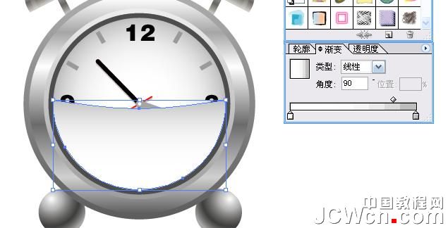Illustrator鼠绘教程:渐变工具运用绘制金属闹钟_中国教程网