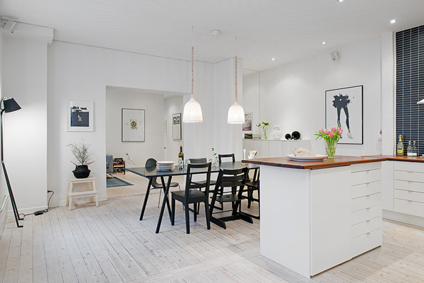 瑞典100平米纯白公寓欣赏
